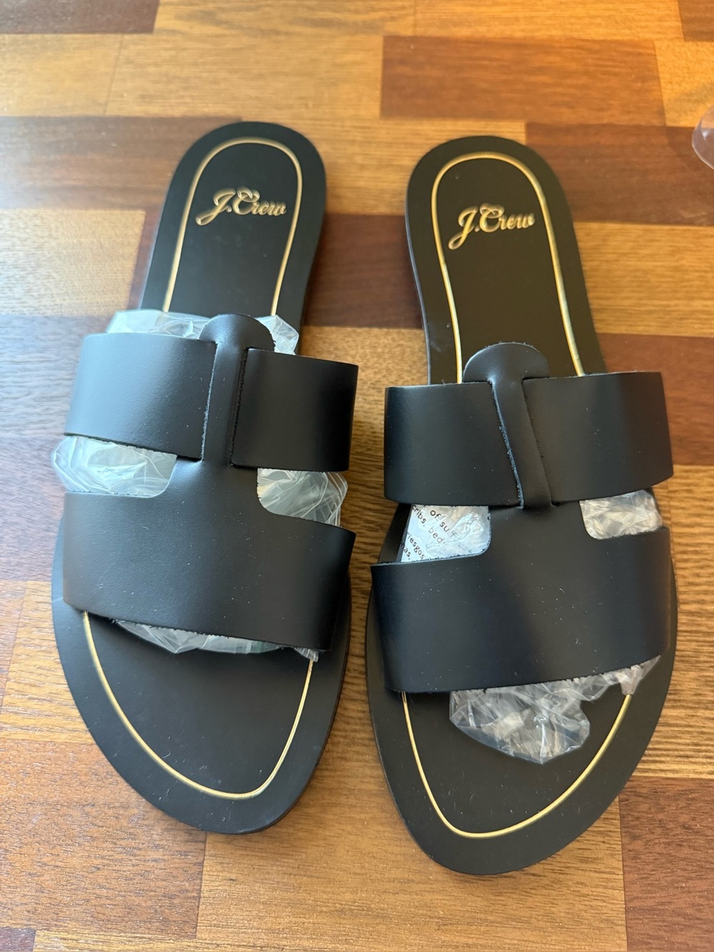 NWOT J.Crew Black Double-Band Slide Sandals SZ 9 Never Worn